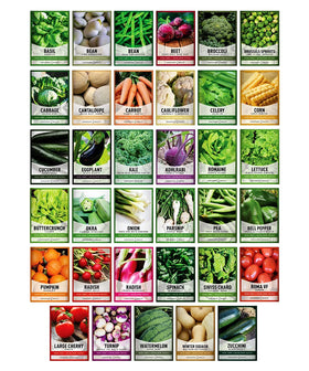Gardeners Basics Survival Seeds Kit packets displayed, easy planting with heirloom varieties.