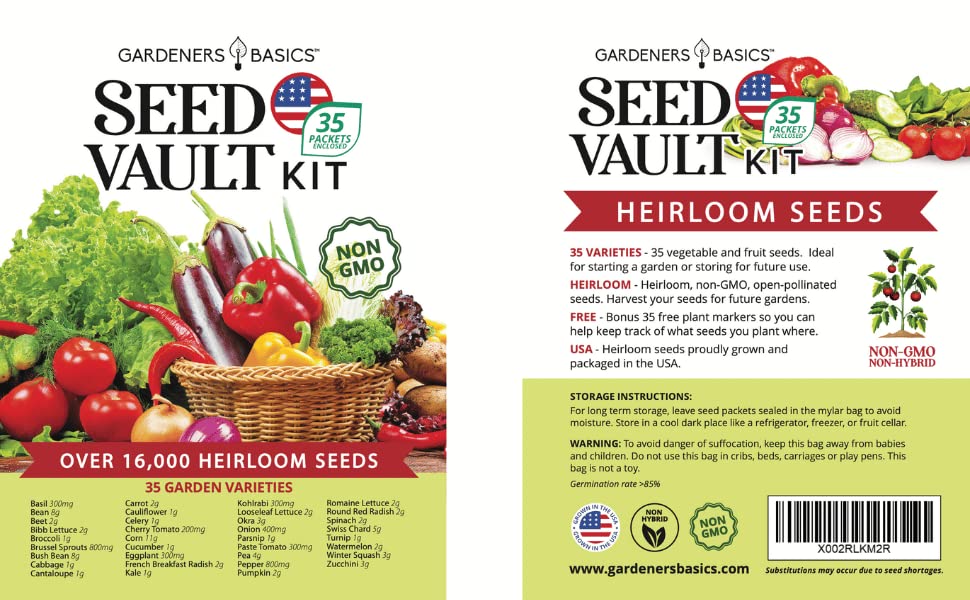 Gardeners Basics Survival Seeds Kit prepper-use friendly kit for emergency planning.