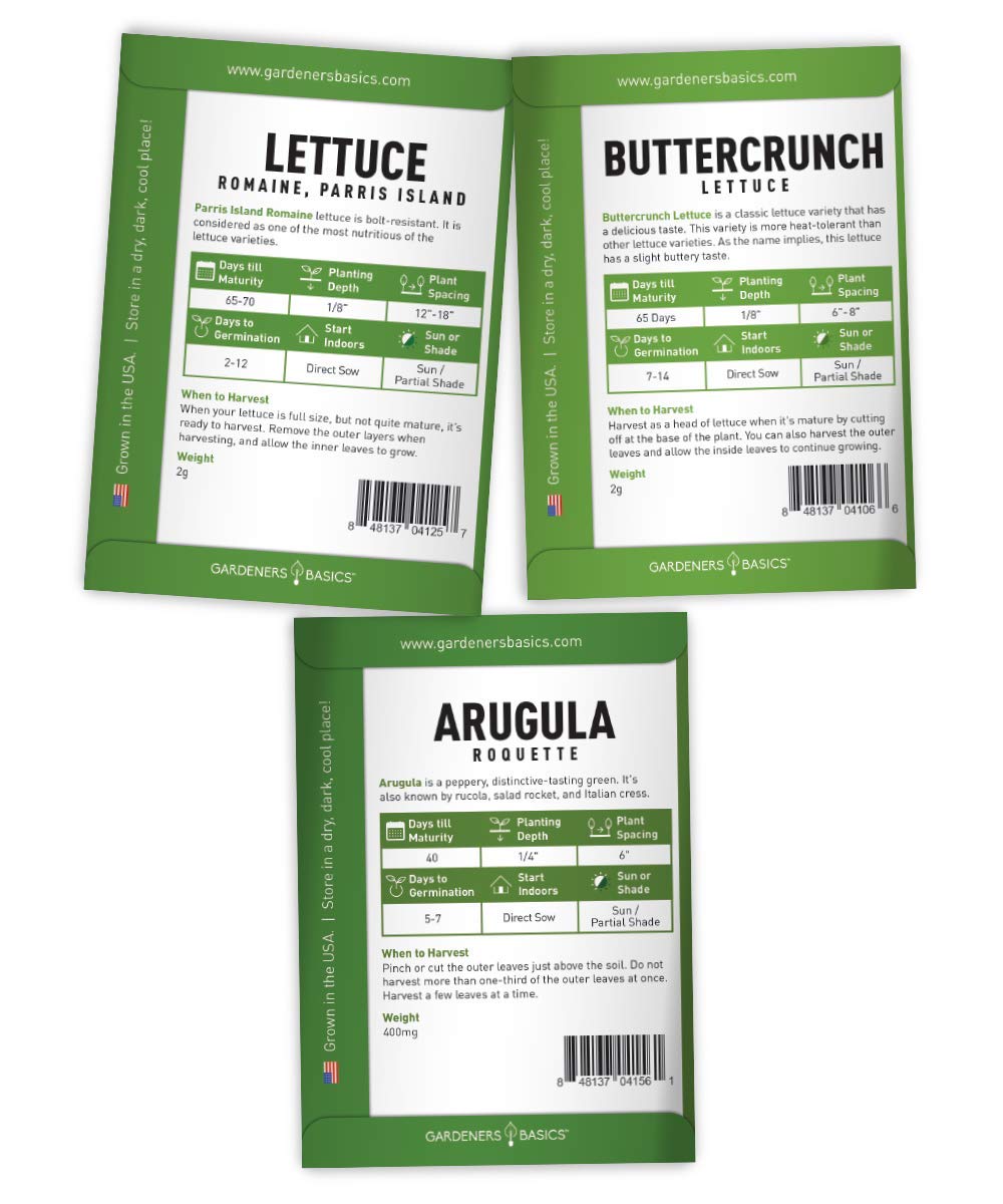 Gardeners Basics water-resistant seed packaging protects viability in storage.