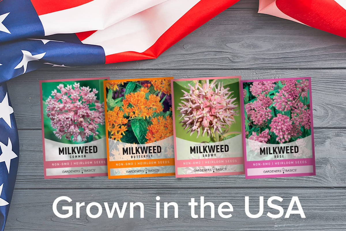 Gardeners Basics Milkweed Seeds Pack Front Packaging shows growing directions