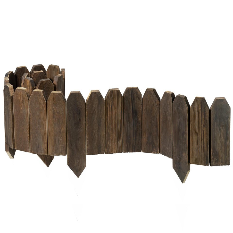 GardenFlow wood garden edging with charred detail enhances outdoor durability.