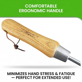 Garden Guru Eco Dandelion Weeder ergonomic shaft lever action helps pull stubborn weeds.