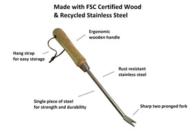 Garden Guru Eco Dandelion Weeder stainless-steel body delivers strong, rust-resistant performance in gardens.