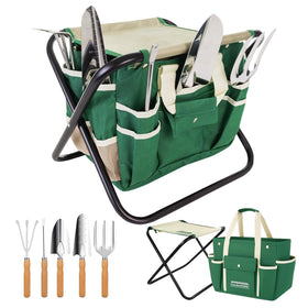 GardenHOME 7-piece green gardening tool set for versatile yard tasks