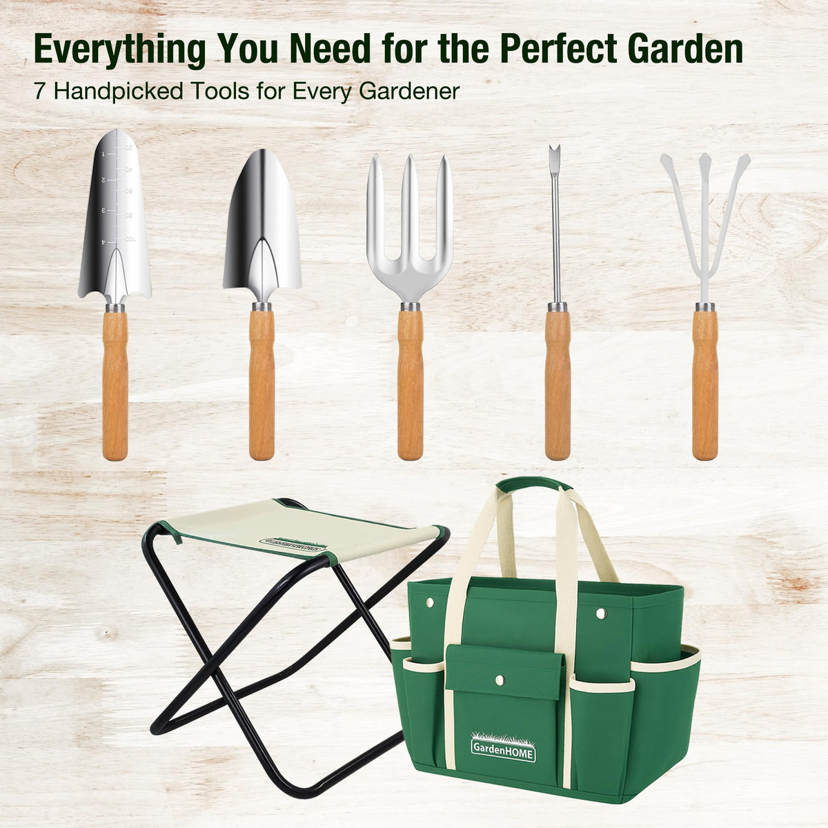 GardenHOME detachable canvas tote keeps tools organized and easy to wash