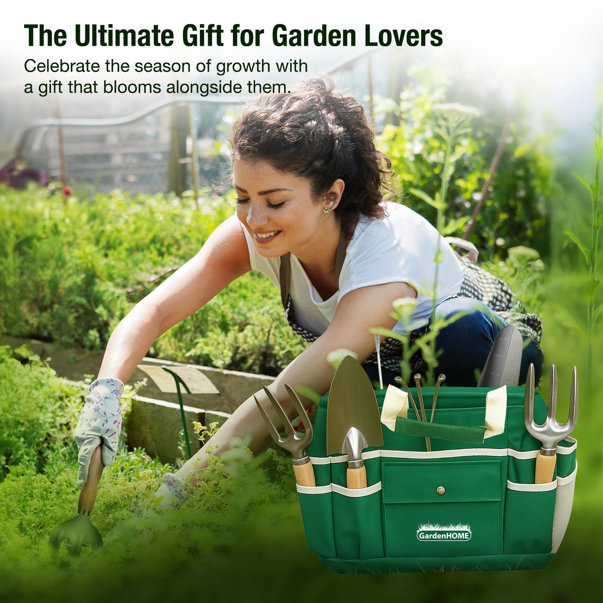 GardenHOME canvas tote with side pockets for quick-access storage on the go