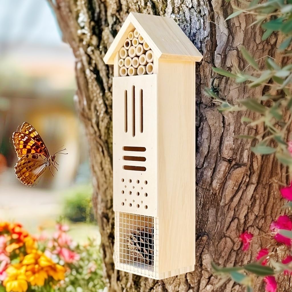 GardeningProducts4Less wooden insect house butterfly-friendly habitat in your yard