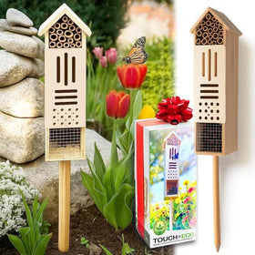 GardeningProducts4Less wooden insect house front view for pollinator-friendly gardens