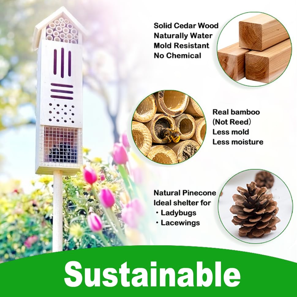 GardeningProducts4Less wooden insect house side view supports habitat stability for garden insects