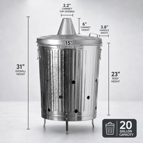 Gardenised compact silver burn bin in use on a patio