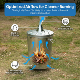 Gardenised galvanized steel incinerator demonstrates durable, rust-resistant construction for outdoor use