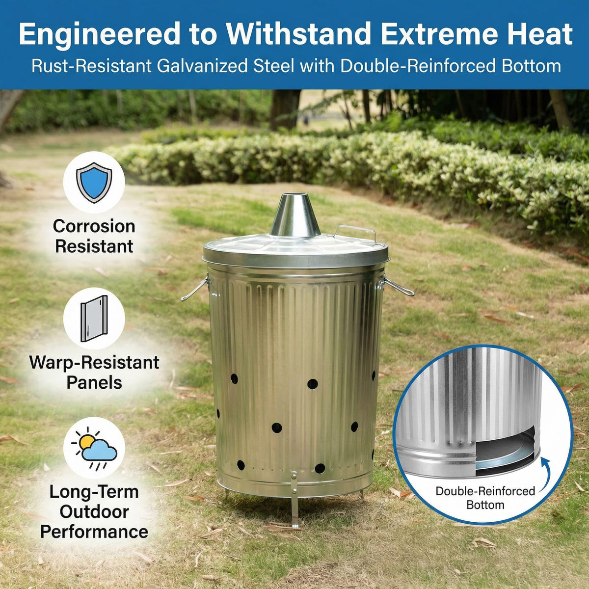 Gardenised vent holes on the side improve airflow for efficient burning