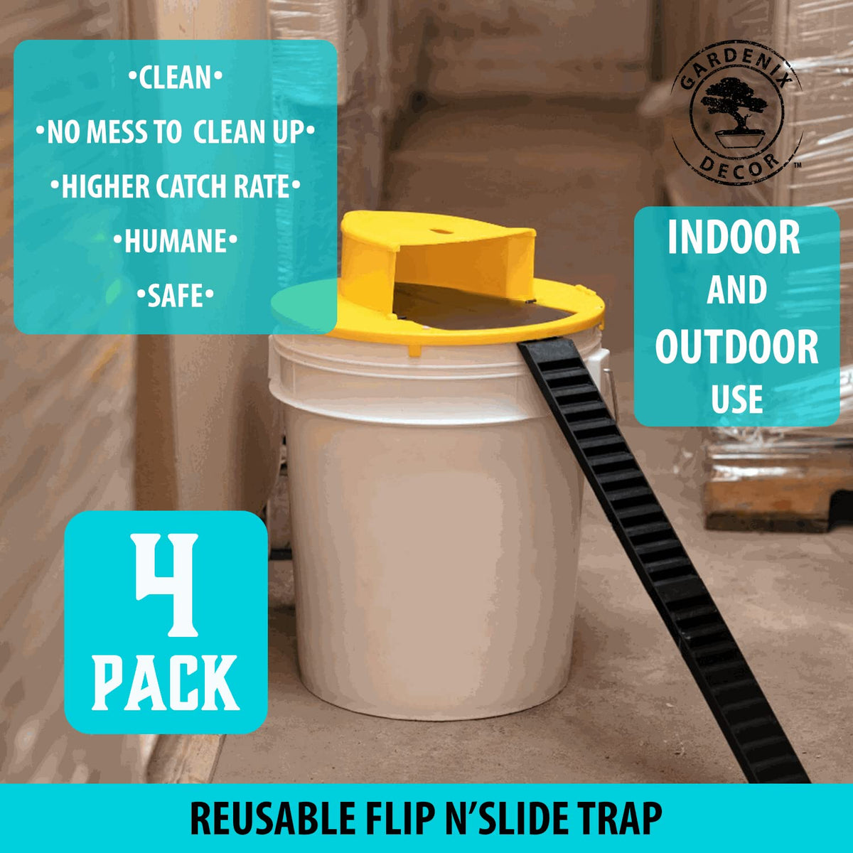 GARDENIX DECOR 5-gallon bucket trap assembly for quick setup.