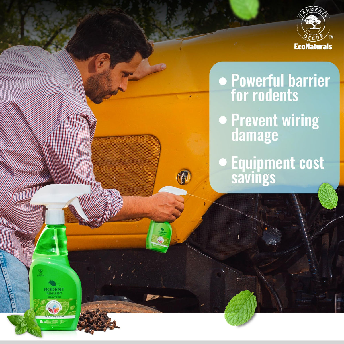 GARDENIX DECOR Peppermint Spray treats indoor and outdoor corners and storage areas.