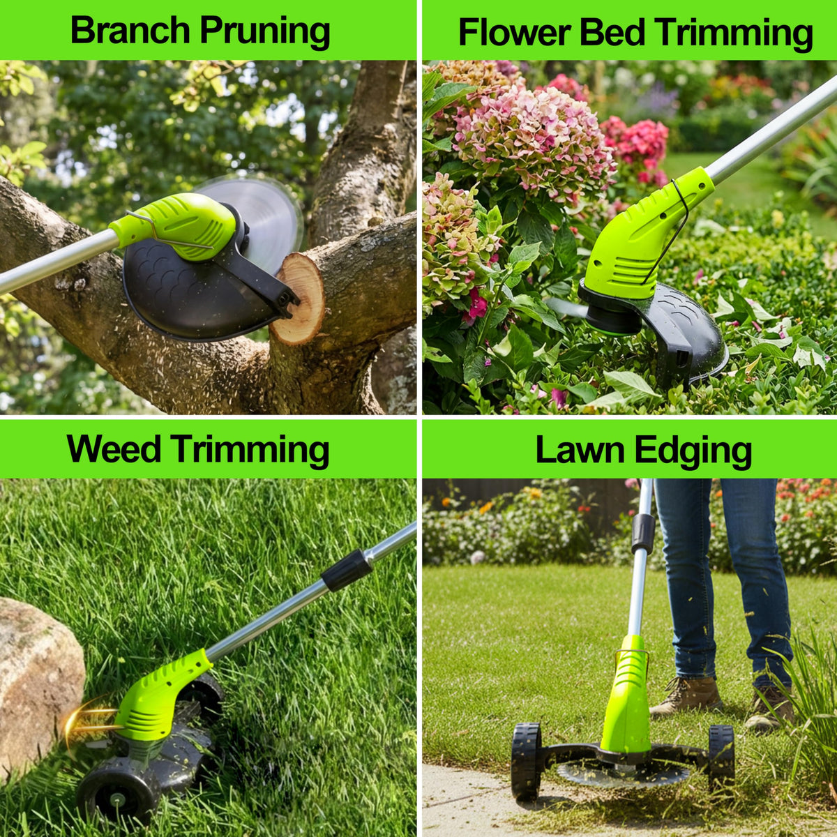 GardenJoy three-blade system shown for versatile trimming