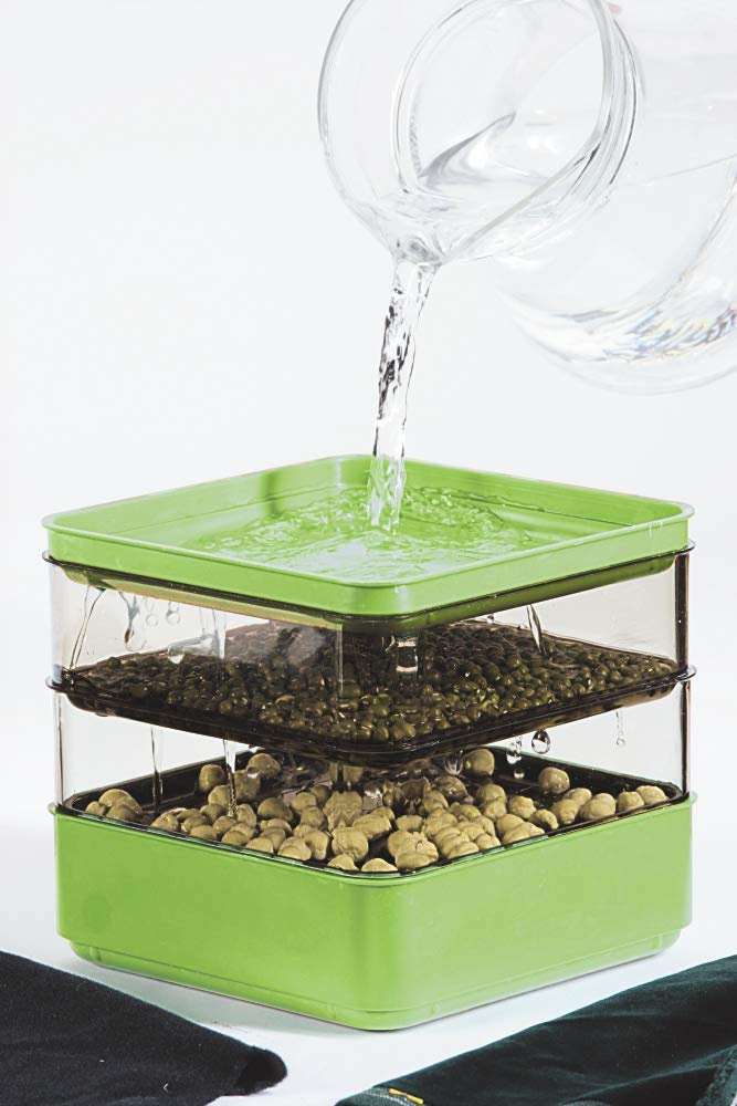 Gardens Alive! seed sprouter BPA-free plastic for safe indoor gardening.
