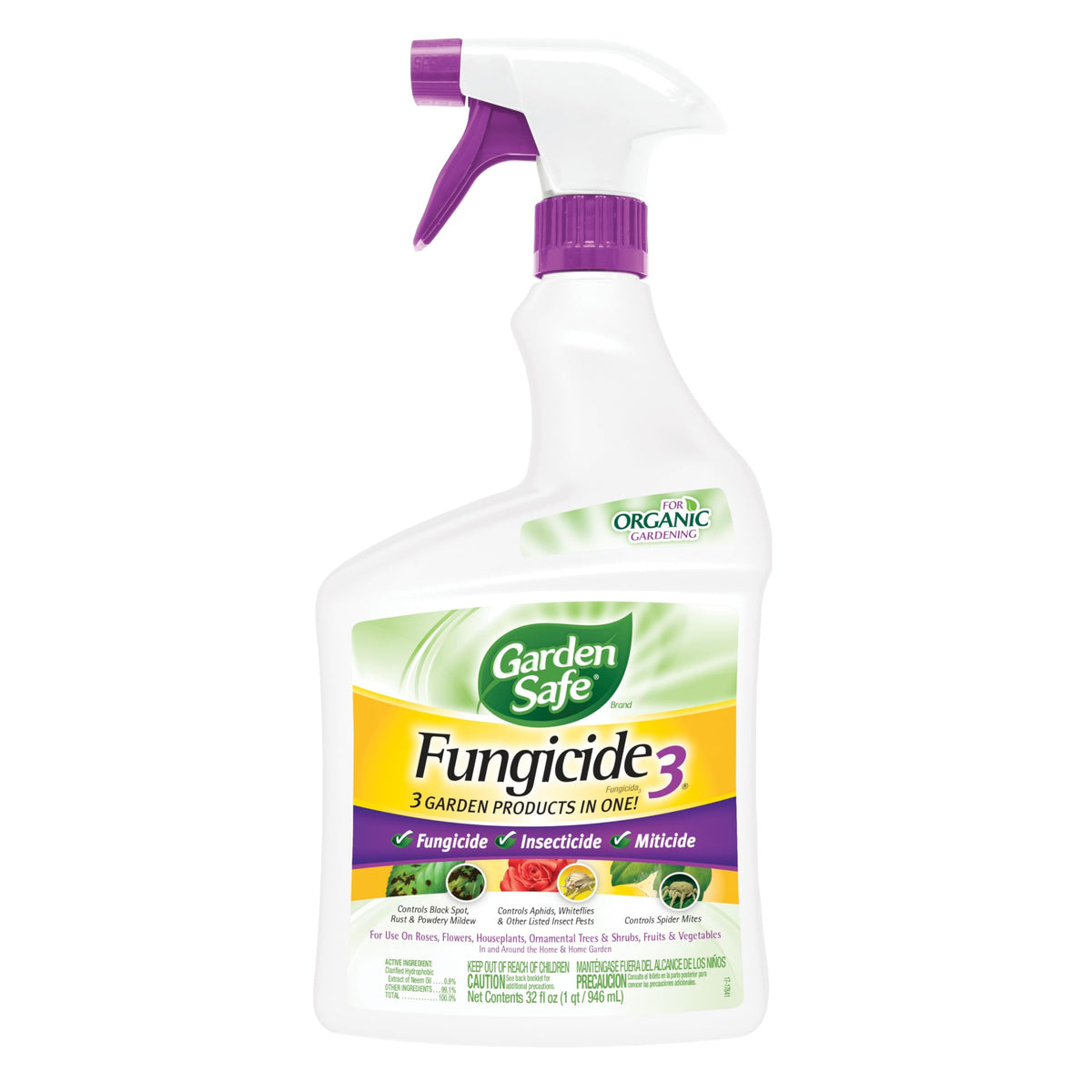 Garden Safe Fungicide 3 bottle 32oz ready-to-use for organic garden protection