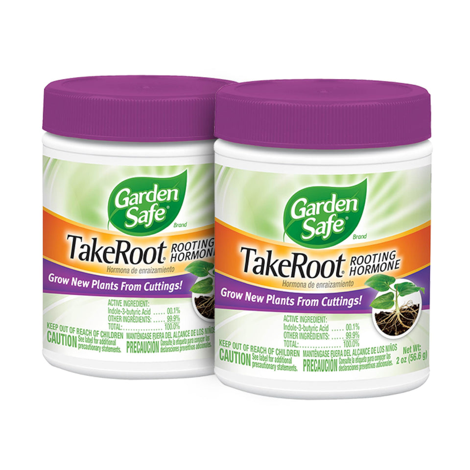 Garden Safe TakeRoot powder ready to dip cutting ends for faster rooting.
