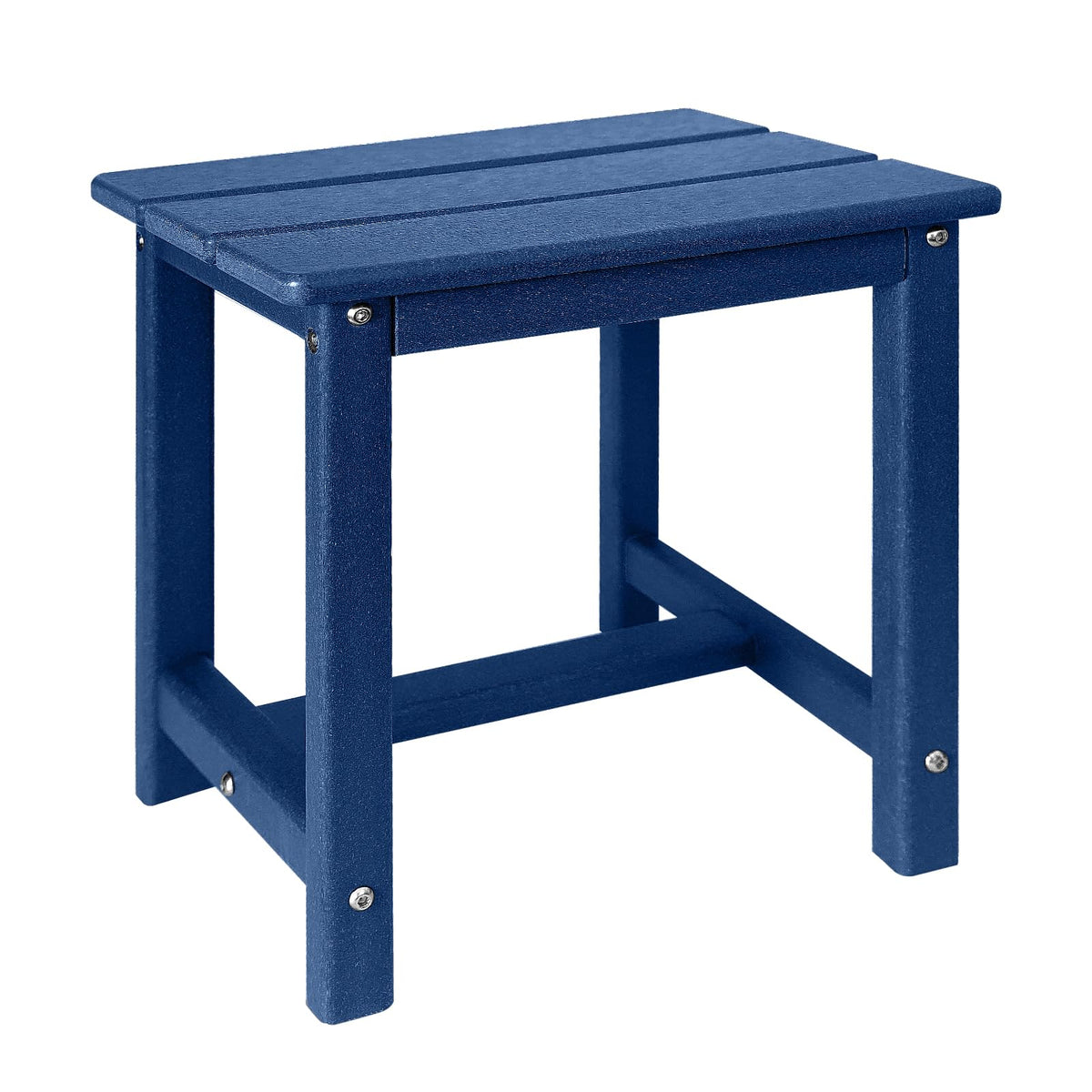 GARDENSTAR Adirondack Square Side Table blue tabletop ideal for drinks outdoors.