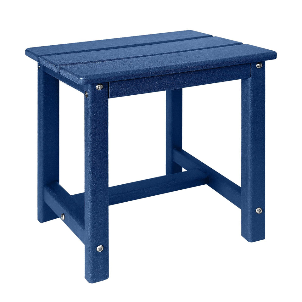 GARDENSTAR Adirondack Square Side Table blue tabletop ideal for drinks outdoors.