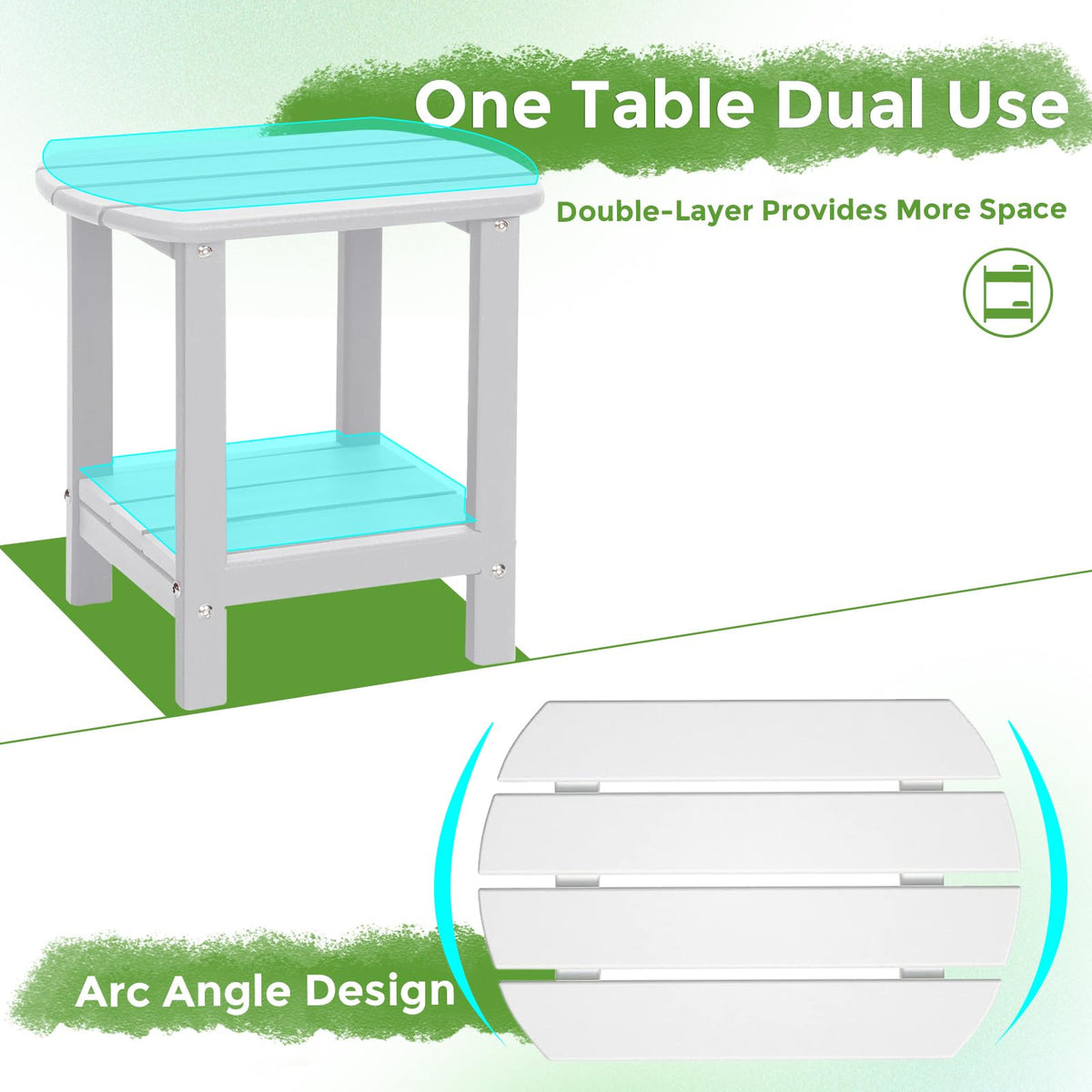 Gardenstar Adirondack square side table durable HDPE construction, weather-resistant year-round.