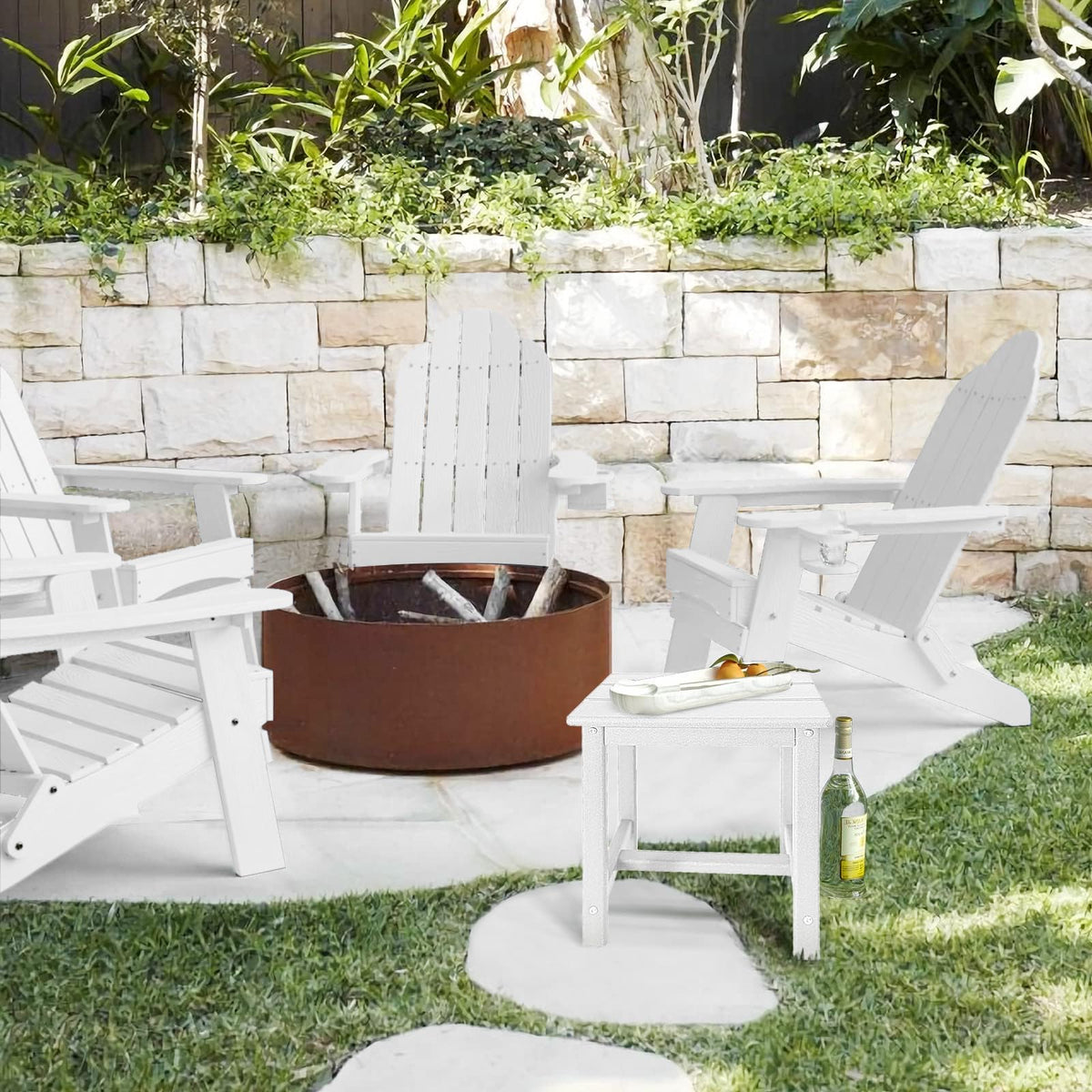 GARDENSTAR Adirondack square side table on porch, matching outdoor furniture styling.