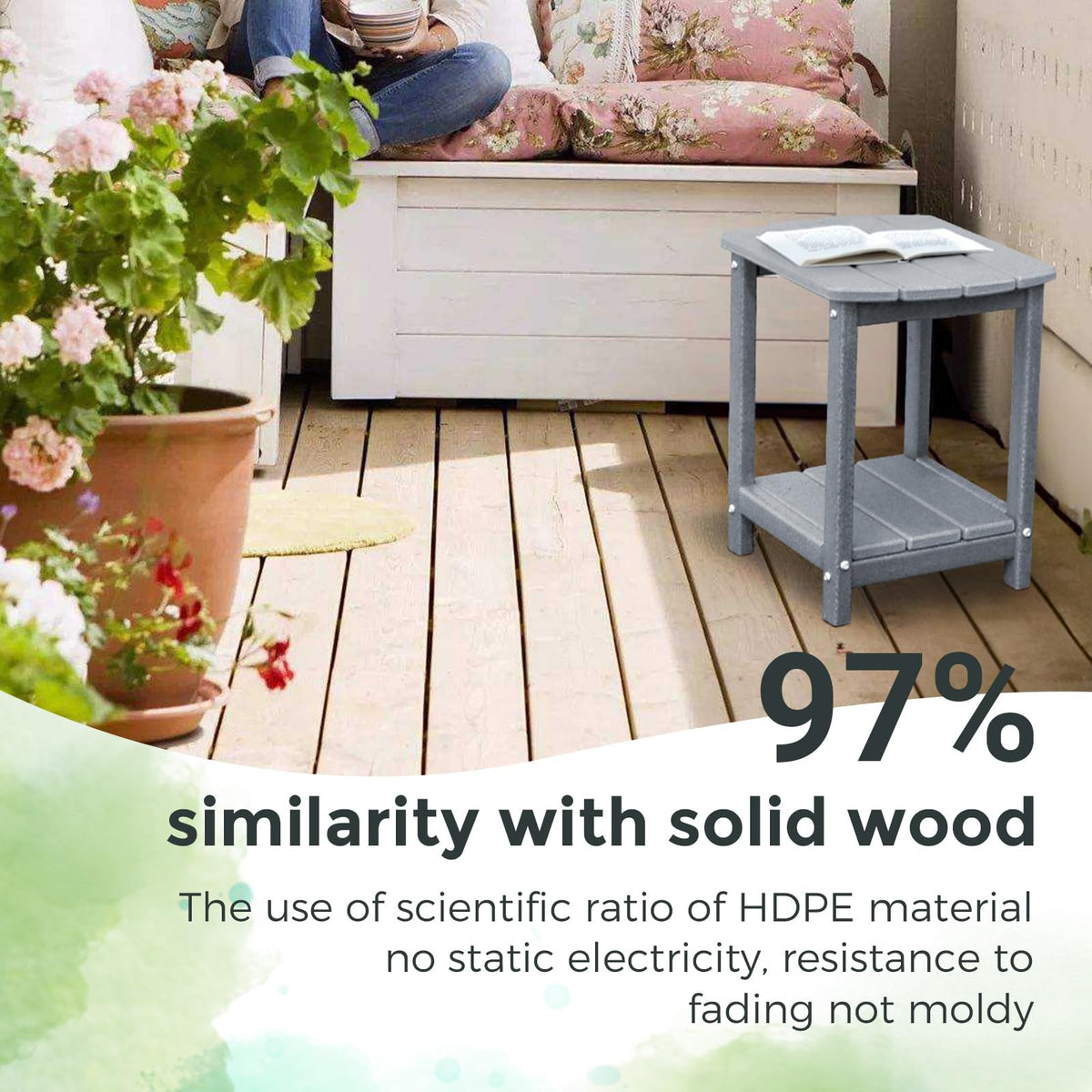 GardenStar side table with two-tier storage keeps outdoor essentials within reach