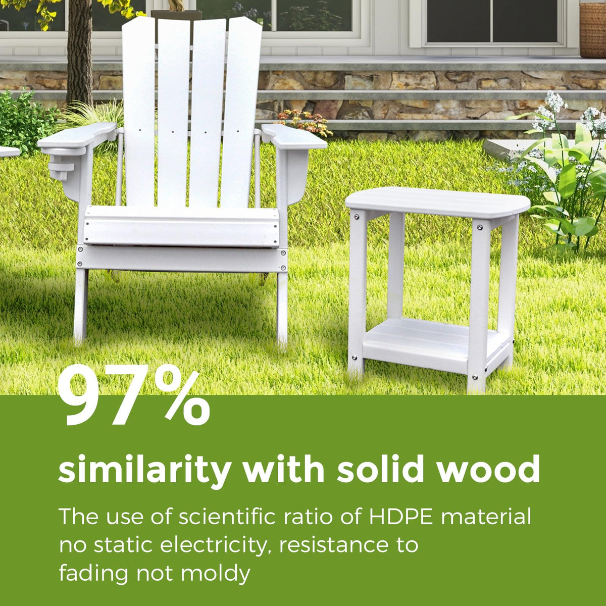 Gardenstar Adirondack square side table two-tier storage, keeps essentials within reach.
