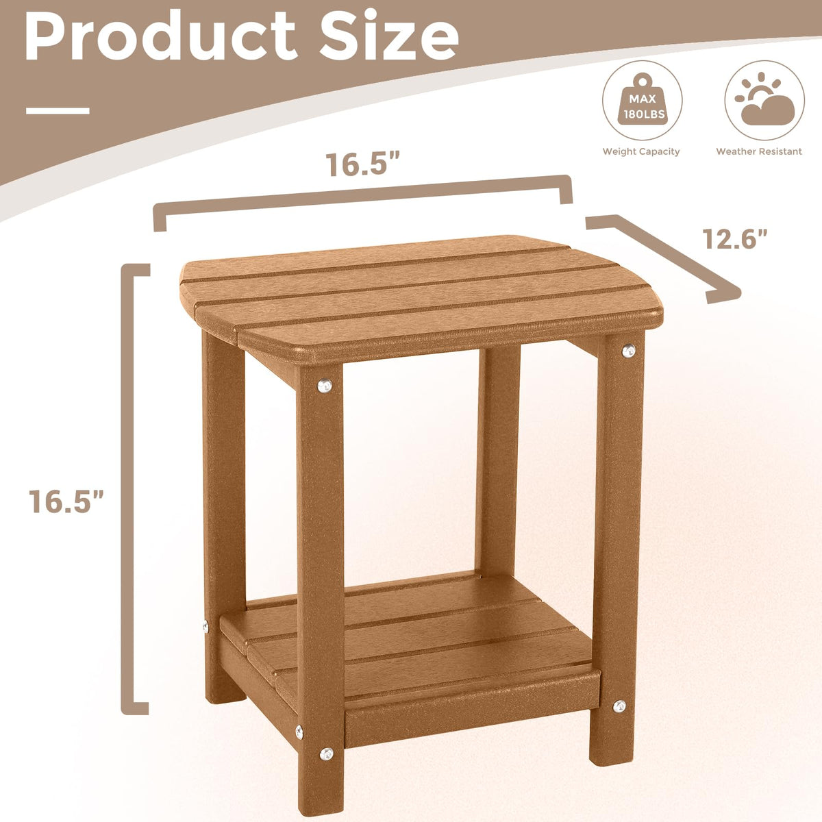 GardenStar Adirondack square table top view showing compact surface.