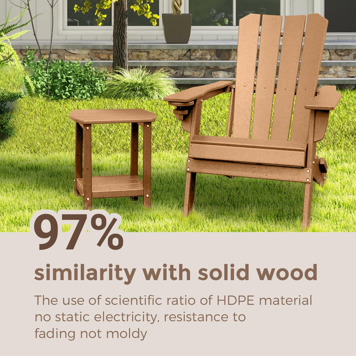 GardenStar Adirondack square table two-tier storage for organized outdoors.