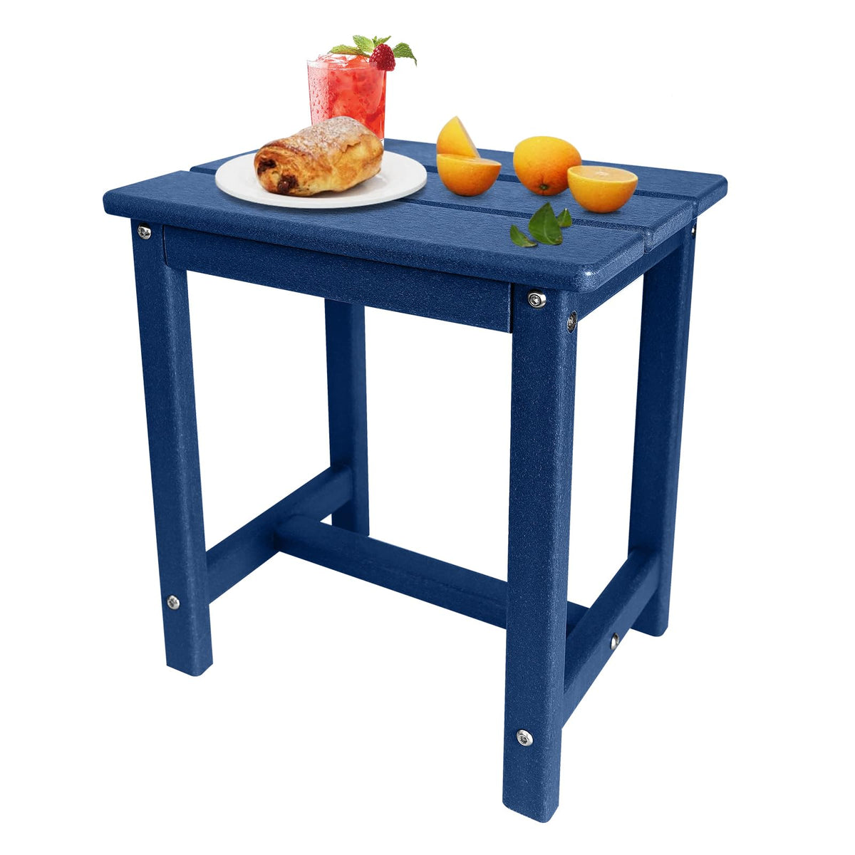 GARDENSTAR Adirondack Square Side Table in backyard relaxing setup.