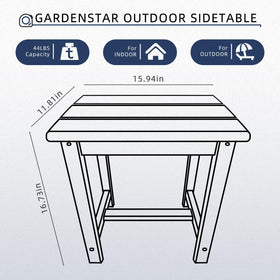 GARDENSTAR Adirondack Square Side Table on pool deck for convenient surface.
