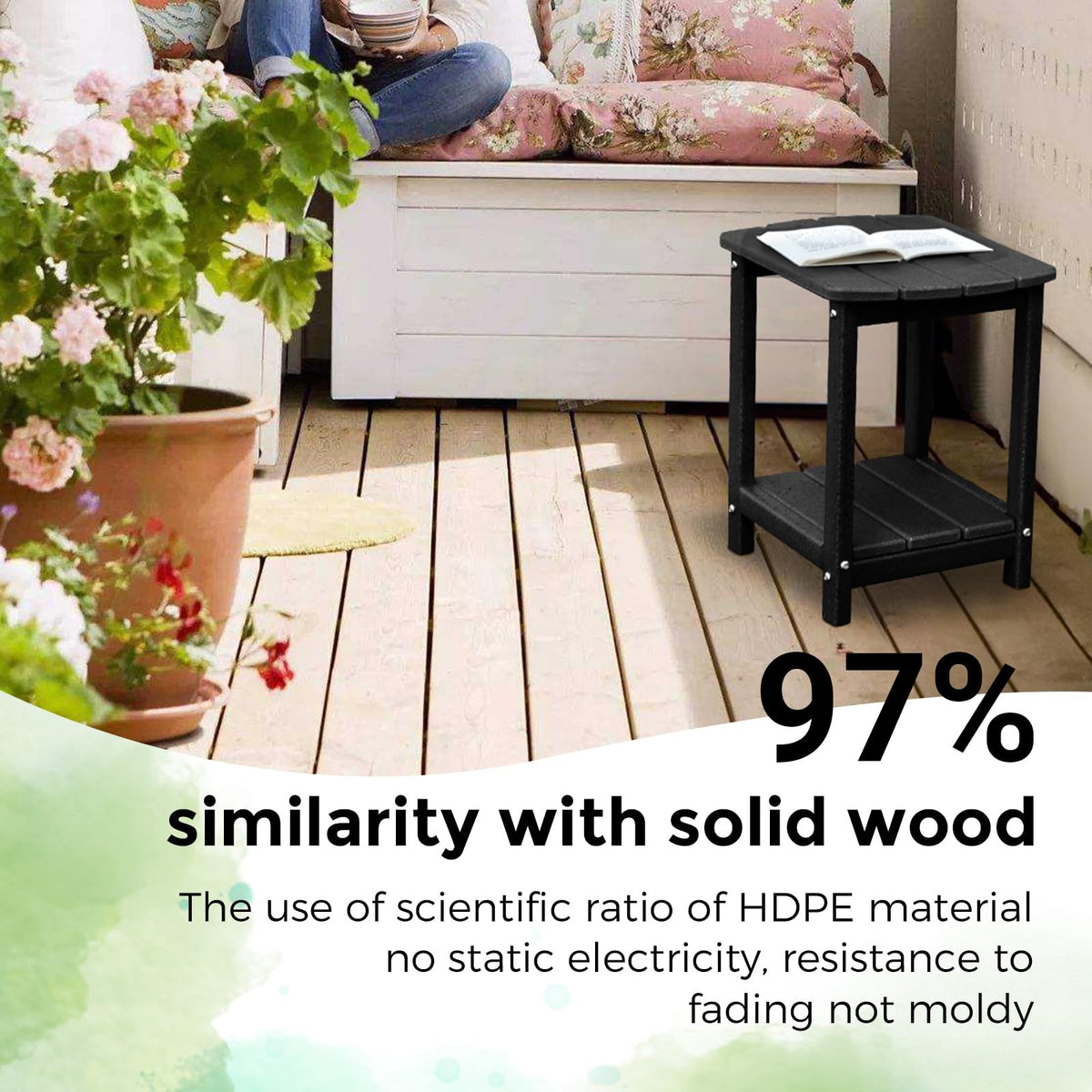 Gardenstar two-tier storage patio side table with extra surface and storage.