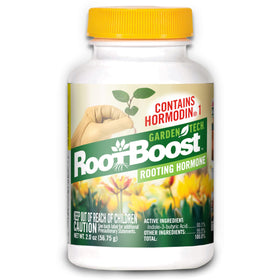 Gardentech RootBoost bottle close-up highlighting easy plant propagation.