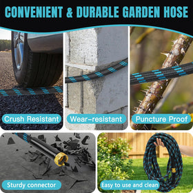 Gardentime lightweight, flexible hose for easy handling and reduced fatigue.