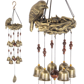 Gardenvy bronze bird nest wind chime adds rustic garden charm