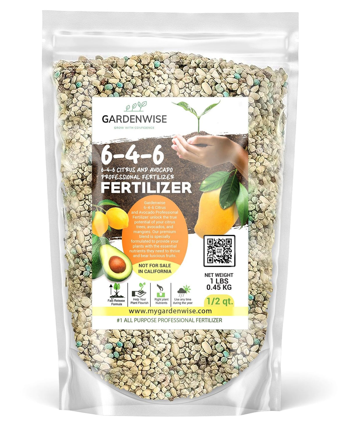 Gardenwise 6-4-6 avocado citrus fertilizer bag ready to feed trees