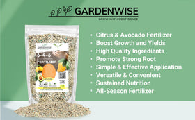 Gardenwise fertilizer sprinkled around soil supports healthy roots