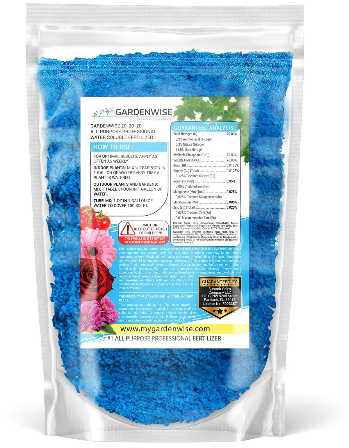 Gardenwise fertilizer mixed with water for versatile spraying and watering.