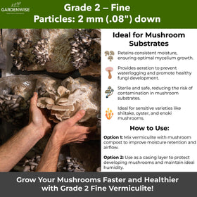 Gardenwise Organic Vermiculite grade 2 provides reliable moisture control for indoor growing.