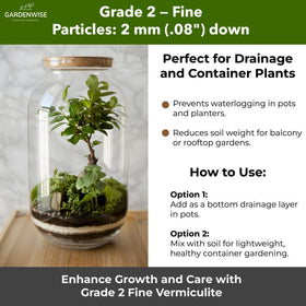Gardenwise Organic Fine Vermiculite offers bulk options for larger gardens and mushroom kits.