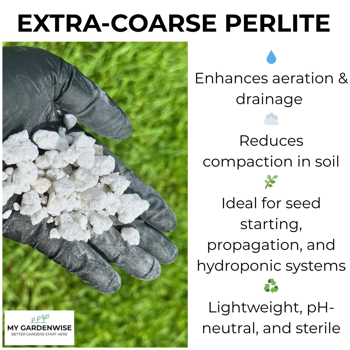 GARDENWISE Perlite for terrariums and reptile incubation maintains humidity and root separation.