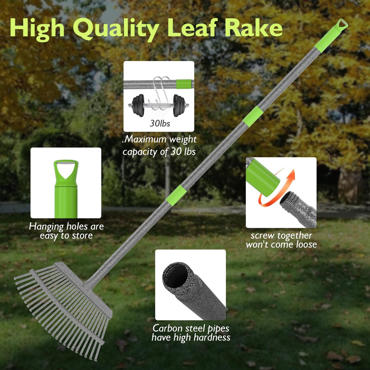 GARDENWORK leaf rake 11-tooth small rake targets tight spots near fences