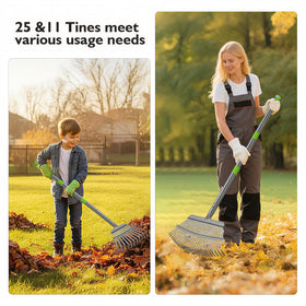GARDENWORK leaf rake 18-inch head covers broad areas efficiently