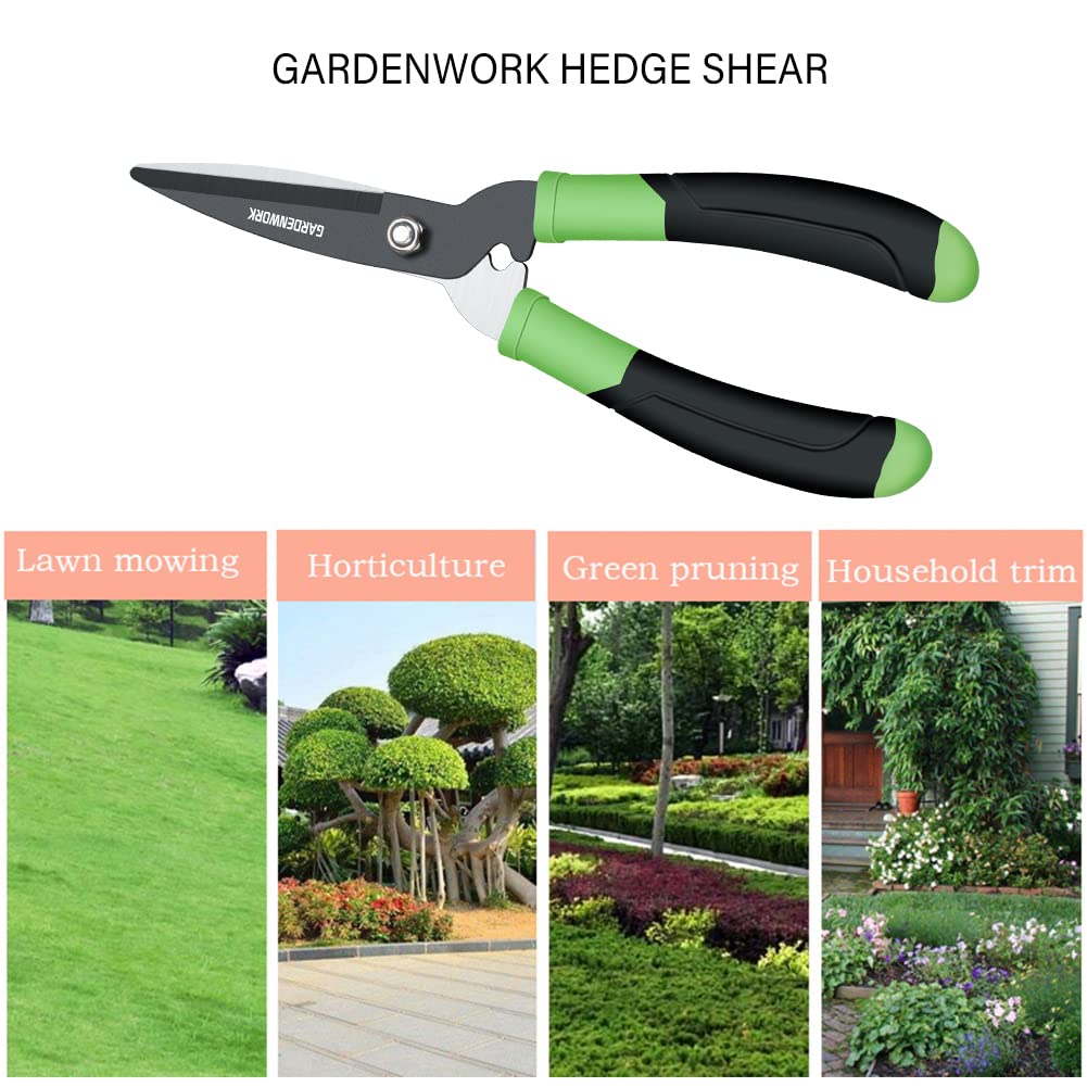Gardenwork shock-absorbing device eases arm strain while pruning.