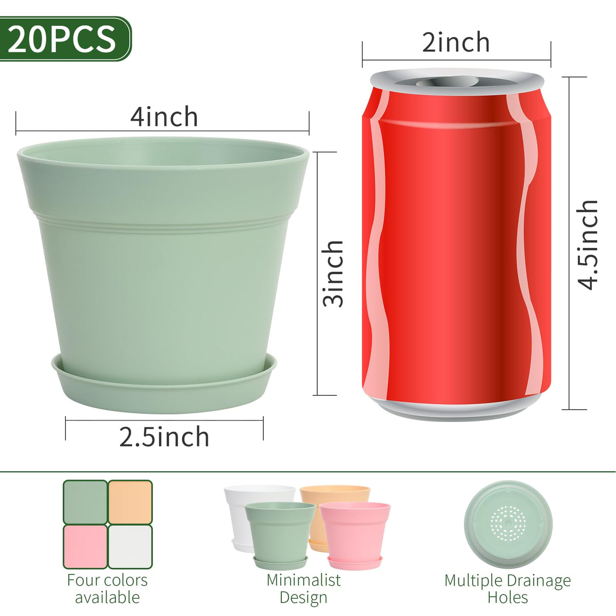 GARDIFE 20-pack plant pots side view illustrating sturdy 4mm walls and stable silhouette.