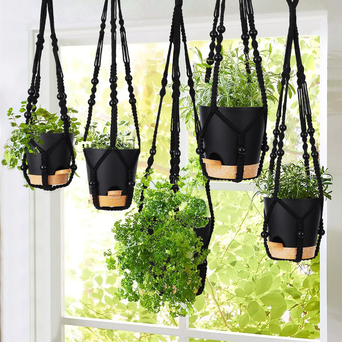 GARDIFE ivory macrame hanging planter 23-inch complements greenery with minimalist vibes