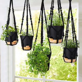 GARDIFE ivory macrame hanging planter 23-inch complements greenery with minimalist vibes
