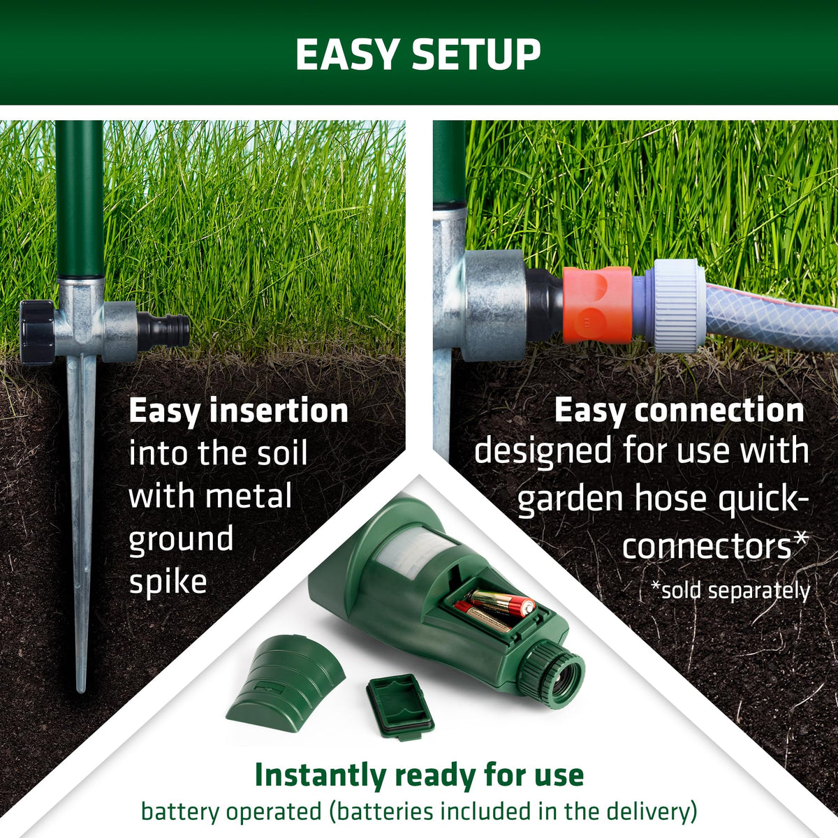 Gardigo Water Jet Animal Repellent with PIR detector detecting motion to trigger spray