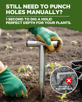 Gardmate rust-resistant dibber showcases lifetime steel build for durability in all weather.